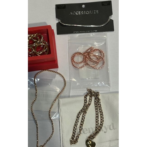 1078 - Accessorize Silver Plated Snake Chain Necklace + 3x Dog Collar Slip Chain Style Chain + Remaya Gold ... 