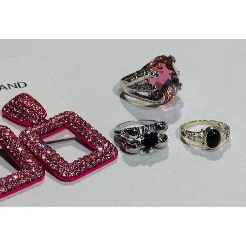 1085 - River Island Statement Earrings + 3x Statement Rings