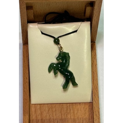 911 - Rope Necklace With Jade Style Horse Pendant