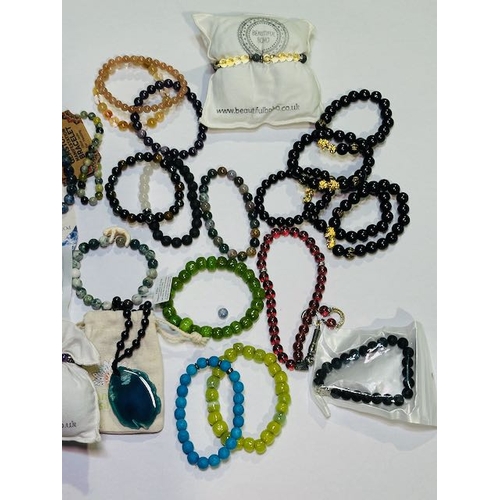 926 - Large Collection of Gemstone Bracelets