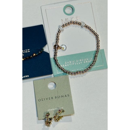 943 - Oliver Bonas Earrings, Z By Accessorize Gold Plated Bracelet + Muse Bracelet