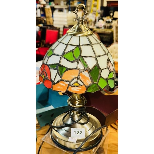 122 - Small Tiffany Lamp On Brushed Brass Base