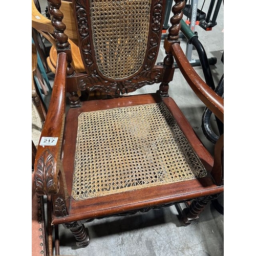 217 - Carved Detail Barley Twist Berger Armchair