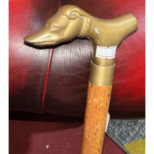 448 - Brass Dogs Head Walking Stick