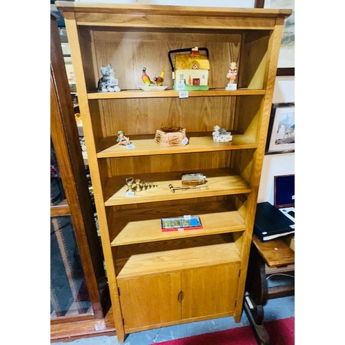 451 - Solid Light Oak Bookcase with Storage