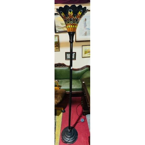 481 - Tiffany Peacock Shaded Floor Lamp