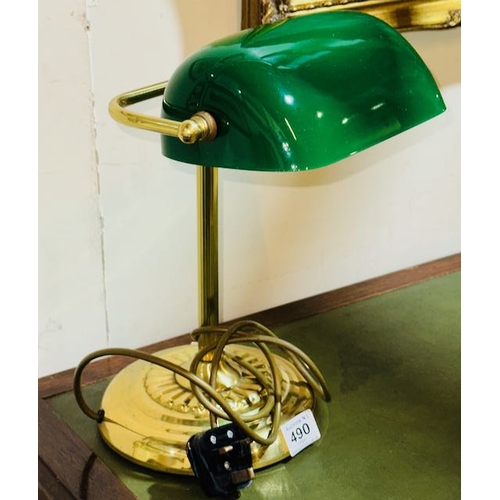 490 - Brass Based Bankers Lamp Working