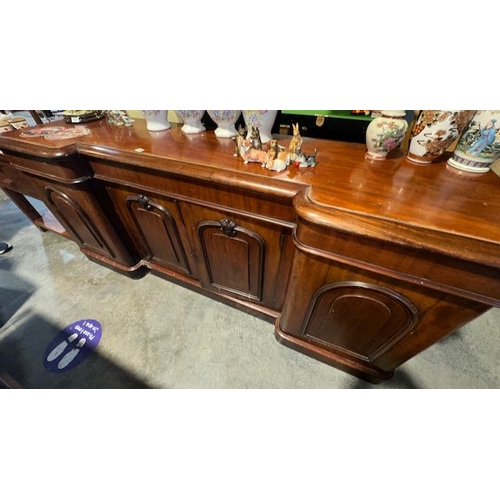 596 - Large Antique Victorian 4  Door/ 3 Drawer Sideboard - Approx 7'5 x 2' x 3'4