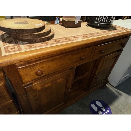 601 - Heavy Tile Top 2 Drawer/2 Door Kitchen Sideboard/Island - Approx 4'3 x 1'9 x 3'