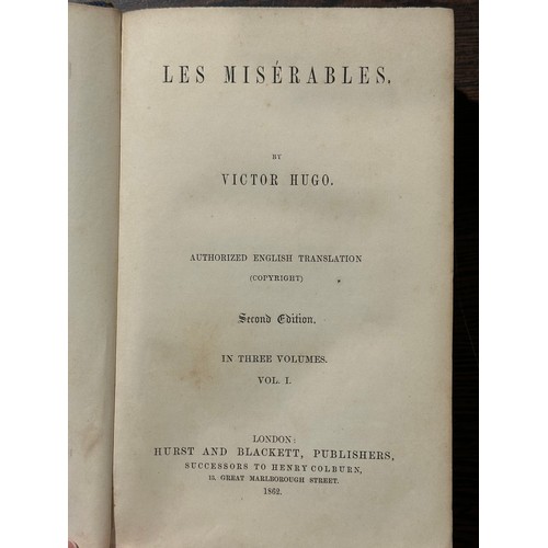 749 - Les Misérables by Victor Hugo - Second Edition in Three Volumes - Vol 1 - Dated 1862