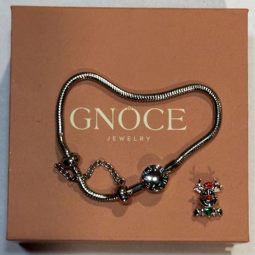 976 - 2 x Gnoce Charm Bracelets With One Silver Reindeer Charm