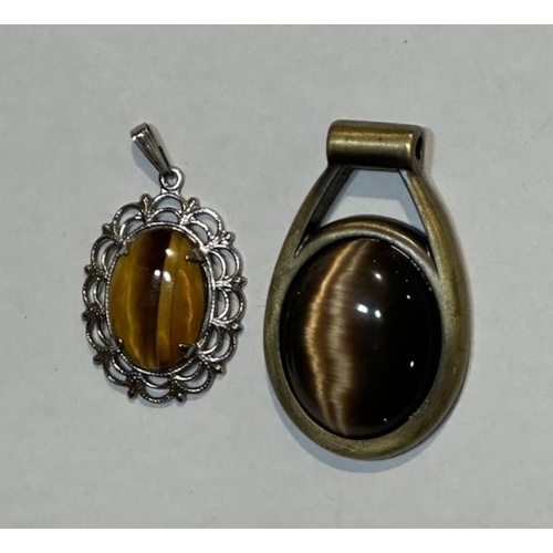 978 - 2 x Tigers Eye Style Pendants