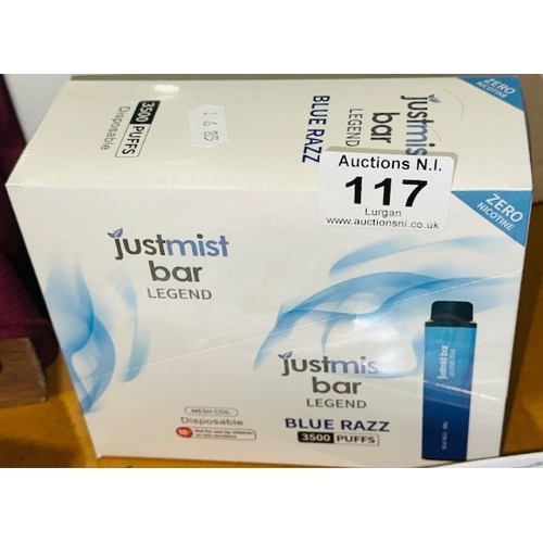 117 - Justmist Bar Legend Blue Razz 3500 Puffs - Sealed Box of 10