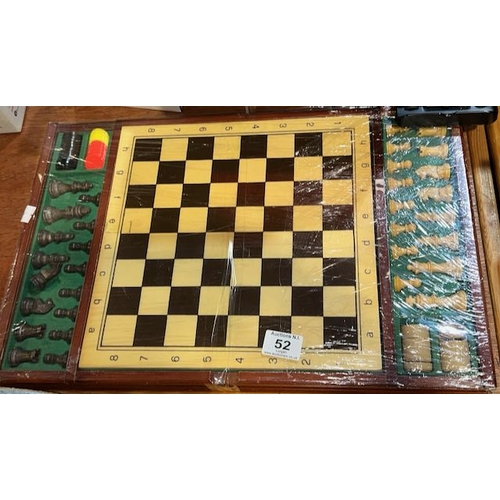 52 - Wooden Chess/Draughts Game Set