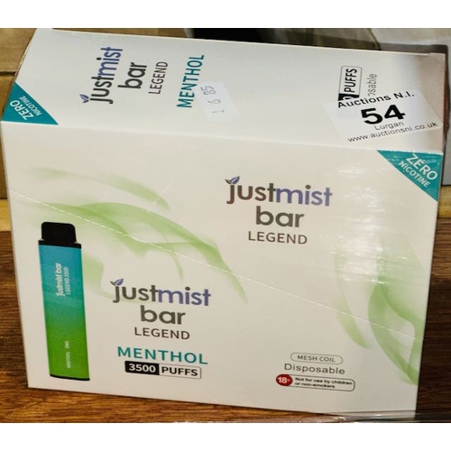 54 - Justmist Bar Legend Menthol 3500 Puffs - Sealed Box of 10