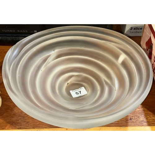 57 - Large Heavy Frosted Bowl in the Style of Whitefriars - Approx 1'1