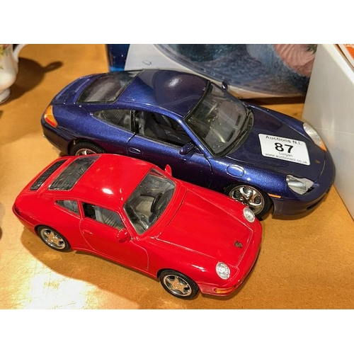 87 - Burago 1:18 Porsche Carrera 911 (as Seen) + 1:24 Porsche 911