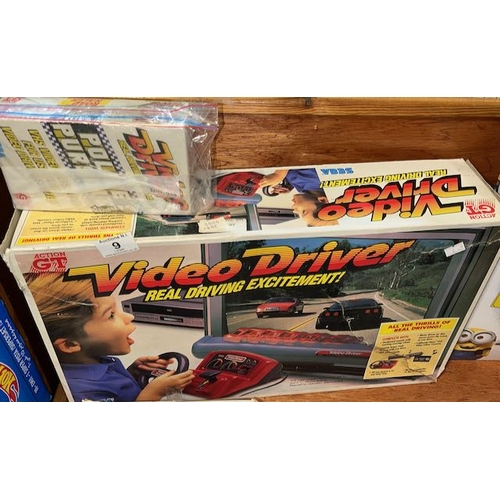 9 - Sega Video Driver In Original Box With Video Driver Road Racer + Police Pursuit VHS Cassettes