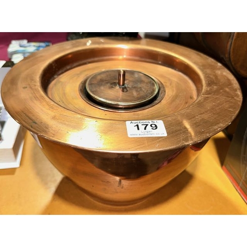 179 - Large Copper Garden Table Centre Piece Fuel Cell Holder With Cell