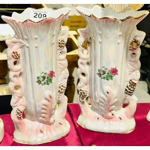 209 - Pair Of Vintage Lustre Vases
