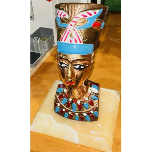 213 - Pharoah Bust On Marble Plinth