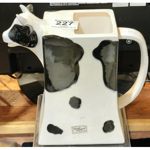 227 - Large Ceramic Dept 56 Cow Now Hand Painted Jug