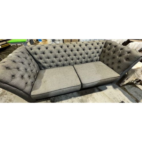 300 - Grey Button Back Chesterfield Style Large 2 Seater Safa