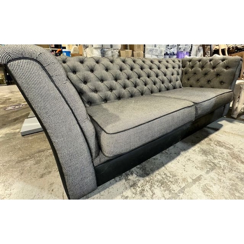 300 - Grey Button Back Chesterfield Style Large 2 Seater Safa