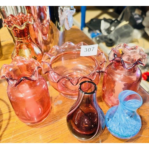 307 - Collection of Cranberry Glass + Caithness Glass Etc
