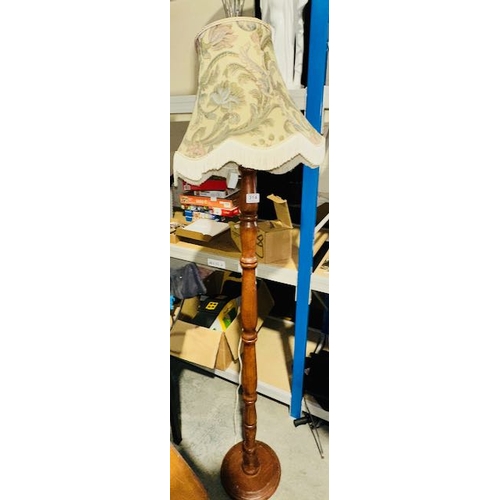 314 - Vintage Wooden Standard Lamp With Shade