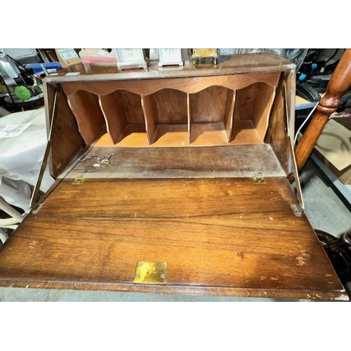 316 - Vintage Walnut Dropleaf Bureau With 3 Drawers