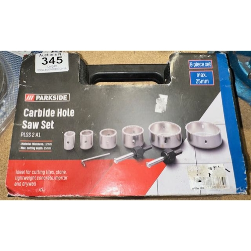 345 - Parkside Carbide Hole Saw Kit In case
