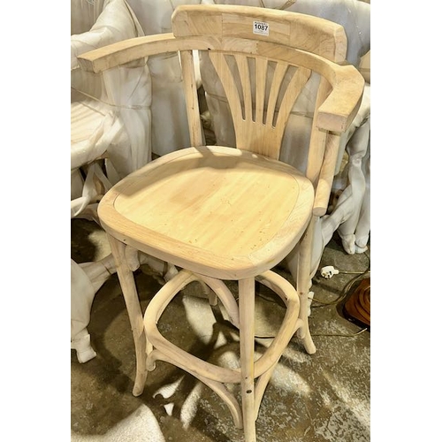 1087 - High Wooden Bar Stool