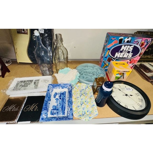 Collection of Homeware & Games Etc Incl Wall Clock, Spode & Cookie ...