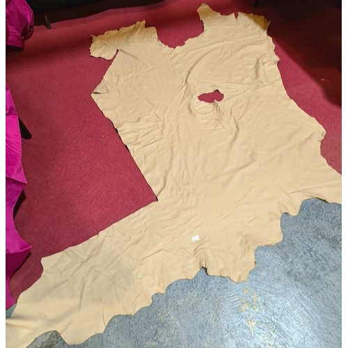 346 - Cream Leather Hide - Appx 7' x 4' + 3' Bottom Piece