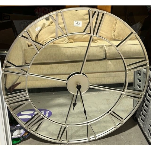 62 - Large Mirrored wall Clock - Approx 30