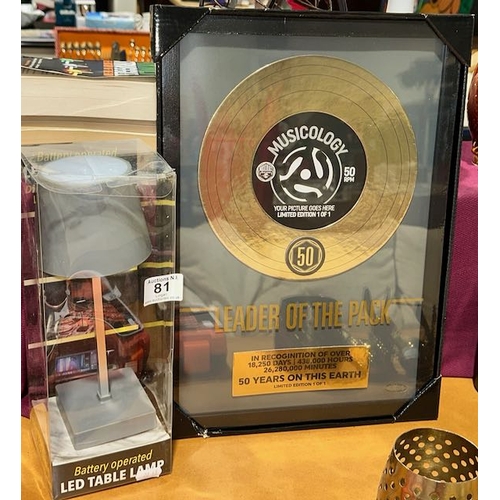 81 - Framed 50th Musicology Picture Frame + Led Table Lamp