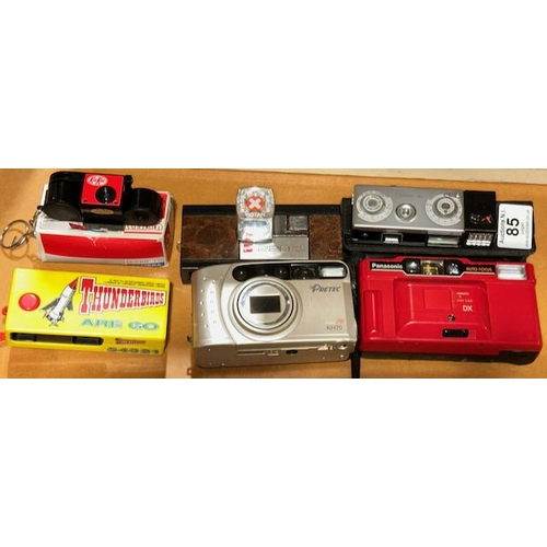 85 - 6 x Vintage Cameras - 1993 Thunderbirds, Boxed Kinon Kitkat Micro 110, Gaf 220 Pocket Camera, Pretec... 