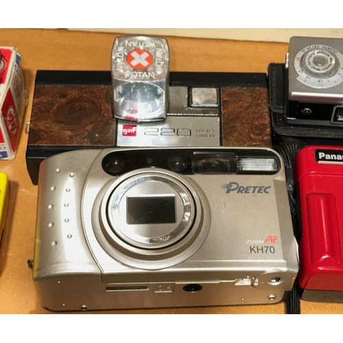 85 - 6 x Vintage Cameras - 1993 Thunderbirds, Boxed Kinon Kitkat Micro 110, Gaf 220 Pocket Camera, Pretec... 