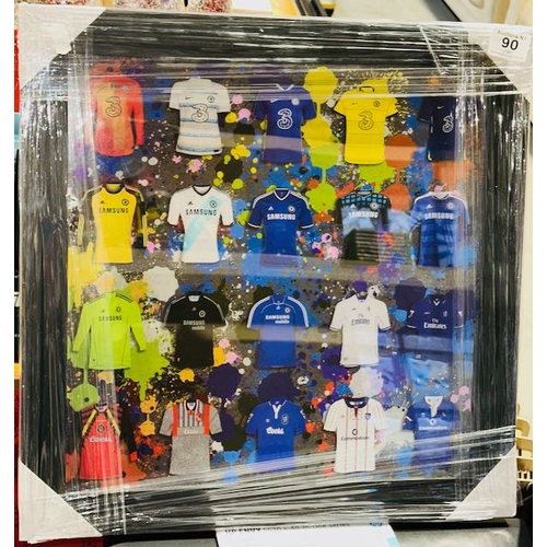 90 - Framed Chelsea Football Shirt Print - Approx 18.5