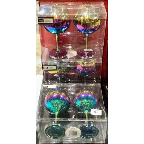 93 - 3 x Boxed/Unused 2pk Iridescent Gin Glasses