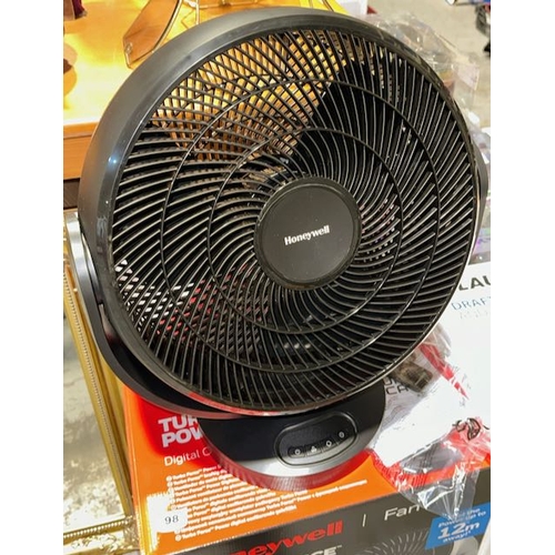 98 - Honeywell Turbo Force Power Digital Oscillating Floor Fan - 3 Speeds, Electronic LED Controls, Oscil... 