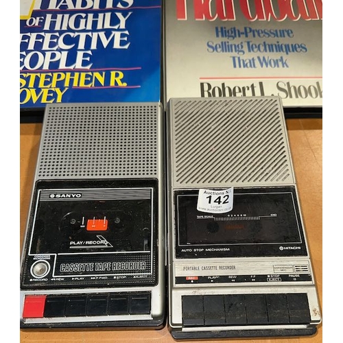 142 - 2 x Retro Cassette Tape Recorders (Sanyo & Hitachi) + 2 x Cassette Sets - No Powerleads/Untested