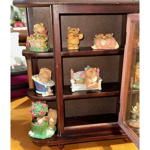 144 - Ornate Tabletop Display Cabinet Of Collectible Bears