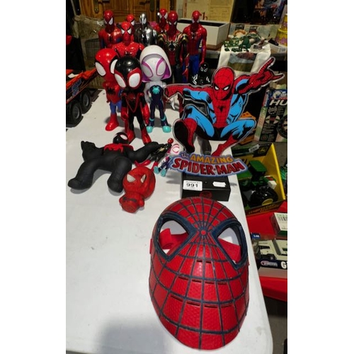 991 - Large Lot of Spiderman Figures + Mask + Led Light