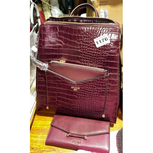 1176 - Tagged Dune Burgundy Handbag With Tagged Matching Purse RRP £60