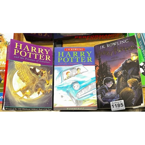 1185 - 3 x Harry Potter paper Back Books -The Philosopher's Stone, Chamber Of Secrets & Prisioner Of Azkaba... 