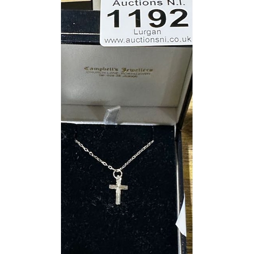 1192 - Fine 9ct Necklace With Ornate Cross Pendant