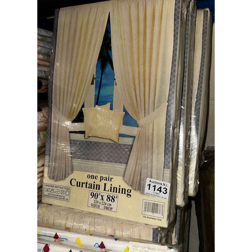 1143 - Approx 8 x Unused Pairs Of Curtain Linings - Approx 90x88