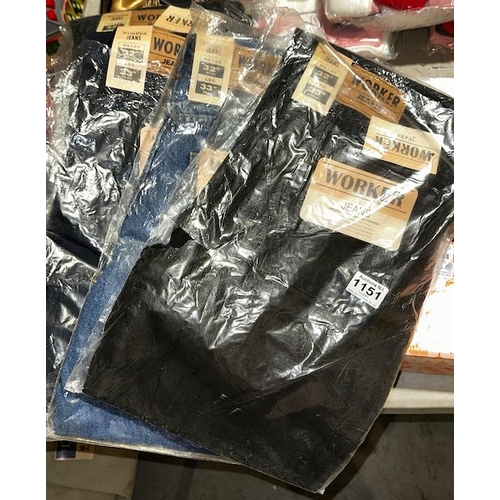 1151 - 3 x Sealed/tagged Gents Worker Jeans W32 L33